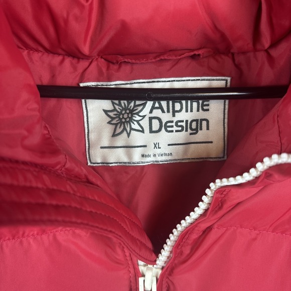 Alpine Design Puffer Jacket Men XL Crimson 1962 Retro Removable‎ Hood $128 NEW - Picture 5 of 11